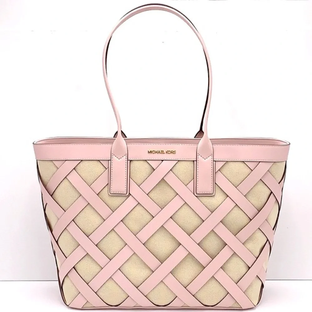 MICHAEL KORS SIENNA Large Tote Shoulder BAG In POWDER BLUSH Leather Canvas - Picture 2 of 16